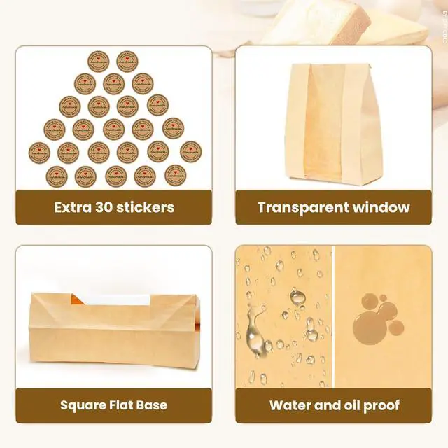 Alt view image 3 of 7 - WIKDAY Bread Bags for Homemade Bread 30PCS Paper Sourdough Bakery Bags