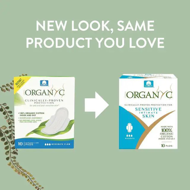 Alt view image 2 of 7 - Organyc 100% Certified Organic Cotton Feminine Pads, Moderate Flow, 10 Count