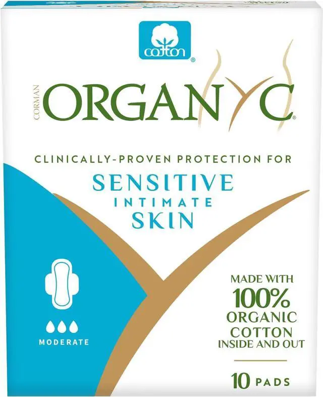 Main image of Organyc 100% Certified Organic Cotton Feminine Pads, Moderate Flow, 10 Count
