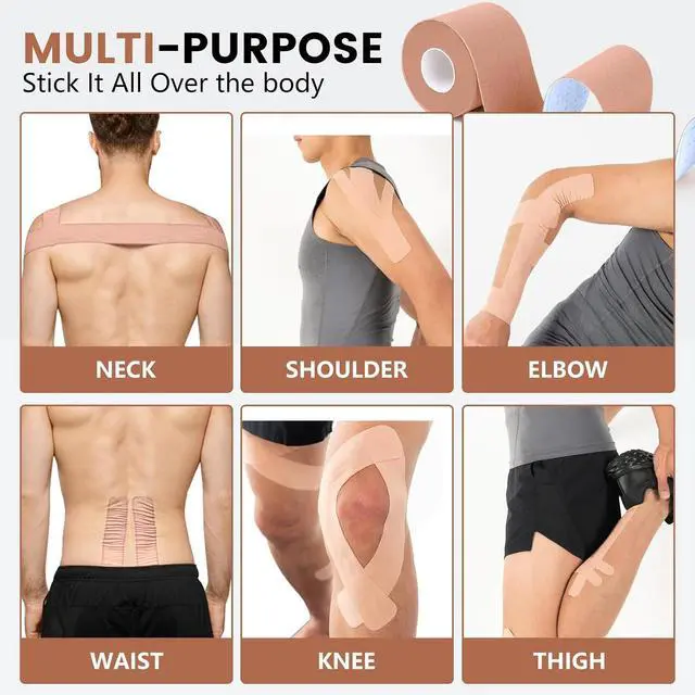 Alt view image 4 of 7 - 5 Rolls Skin Color Kinesiology Tape, 2 inch x 16.4 Feet Kinetic Tape