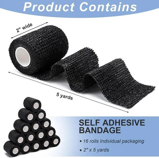 Alt view image 2 of 7 - 16 Pack Self Adhesive Bandage Wraps,2" X 5 Yards Elastic Bandage Wrap