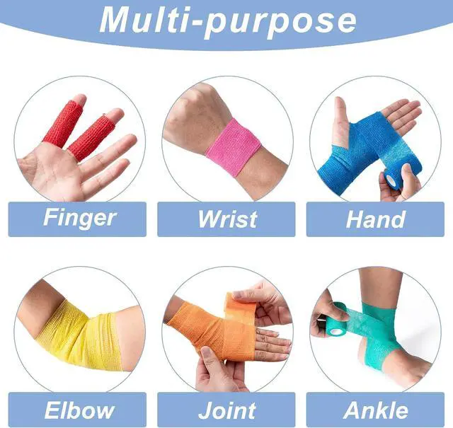 Alt view image 3 of 7 - 16 Pack Self Adhesive Bandage Wraps,2" X 5 Yards Elastic Bandage Wrap