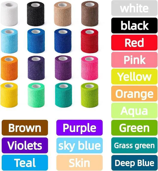 Alt view image 7 of 7 - 16 Pack Self Adhesive Bandage Wraps,2" X 5 Yards Elastic Bandage Wrap