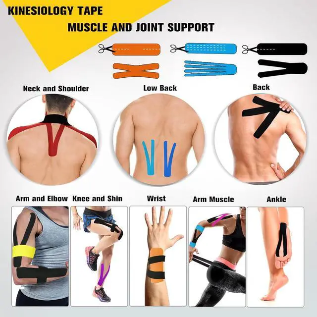 Alt view image 4 of 7 - 2 Pack Kinesiology Tape Precut, 40 Athletic Strips for Knee Shoulder