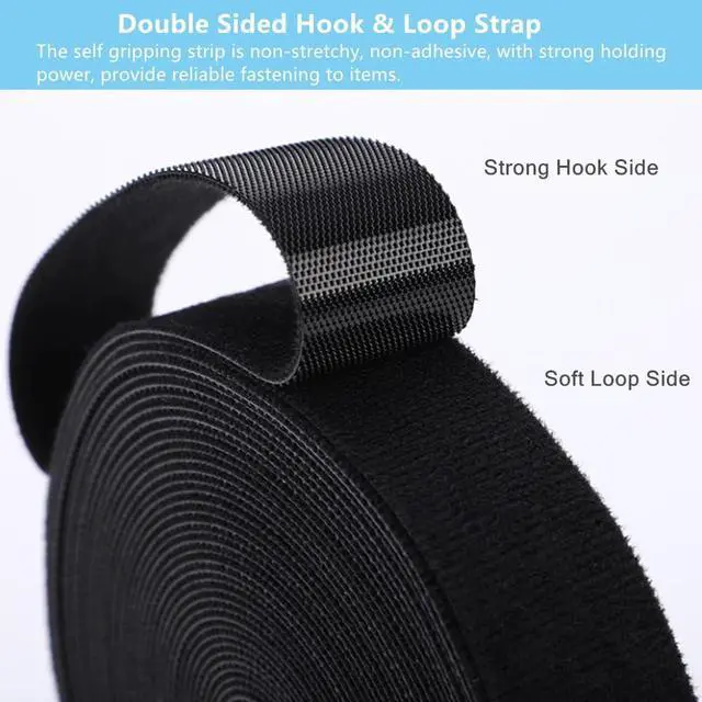 Alt view image 3 of 7 - 3/4 in x 16 ft Double Sided Hook and Loop Straps Self-Gripping Straps Double-Sided Strips Reusable Cable Ties Multi-Purpose Wrap Fasteners for Bundling Fastening Storage and Organization