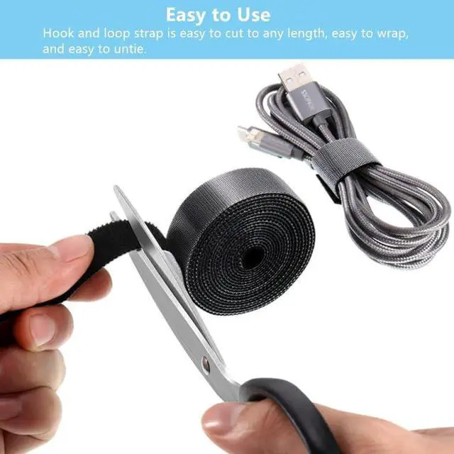 Alt view image 6 of 7 - 3/4 in x 16 ft Double Sided Hook and Loop Straps Self-Gripping Straps Double-Sided Strips Reusable Cable Ties Multi-Purpose Wrap Fasteners for Bundling Fastening Storage and Organization
