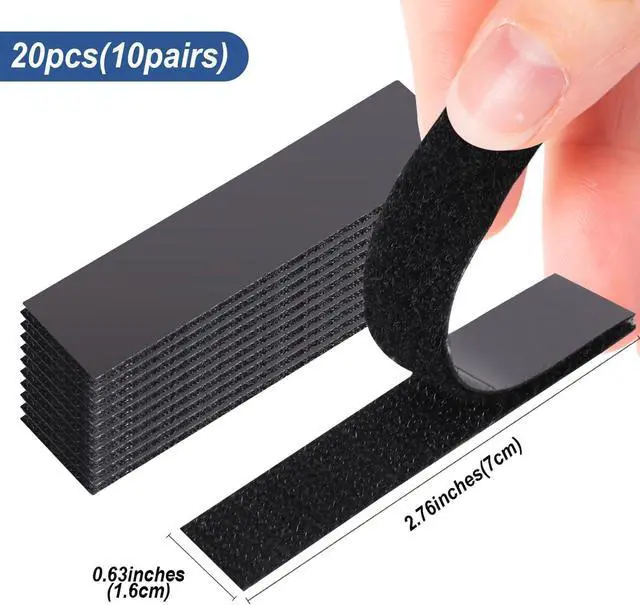 Alt view image 4 of 7 - Narrow Hook and Loop Tape Strips with Adhesive Back, 10 Sets(20pcs) 0.6x2.8 inches Double-Sided Strength Sticky Fastener Interlocking Mounting Tape Heavy Duty for Classroom Home Office Crafts DIY Use