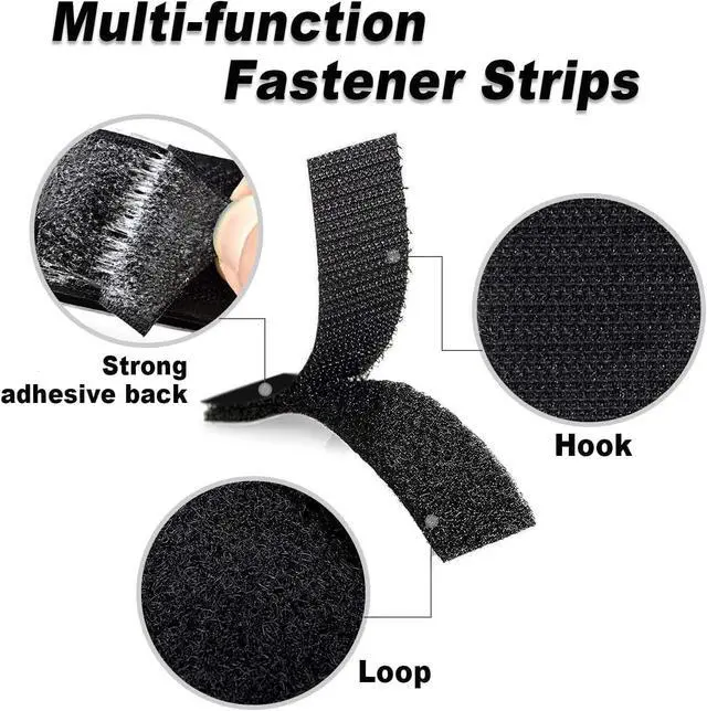 Alt view image 5 of 7 - Narrow Hook and Loop Tape Strips with Adhesive Back, 10 Sets(20pcs) 0.6x2.8 inches Double-Sided Strength Sticky Fastener Interlocking Mounting Tape Heavy Duty for Classroom Home Office Crafts DIY Use