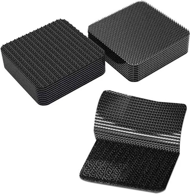 Main image of 10 PCS Hook and Loop Mounting Strips with Adhesive, 2"×2" Heavy Duty Tape Strip, Multi-Purpose Carpet Rug Fastener Mounting Tape for Power Strip, Car Sun Visor, Floor Mat