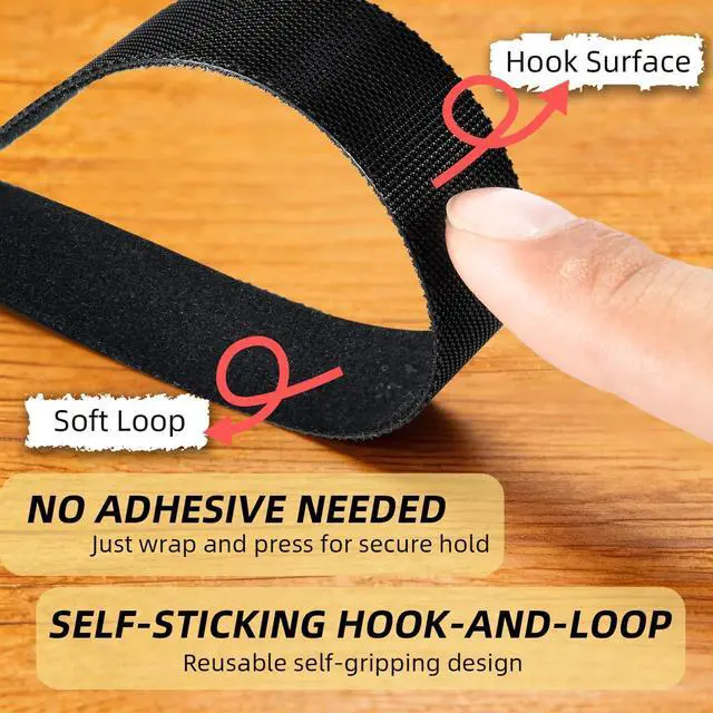 Alt view image 3 of 7 - Hook and Loop Tape, Nylon Double Sided Reusable Hook & Loop Cable Straps Roll for Home & Office Bundling Fastening Storage and Collected Management Cable Tie Magic Tapes (3/8" x 16.5Ft Black)