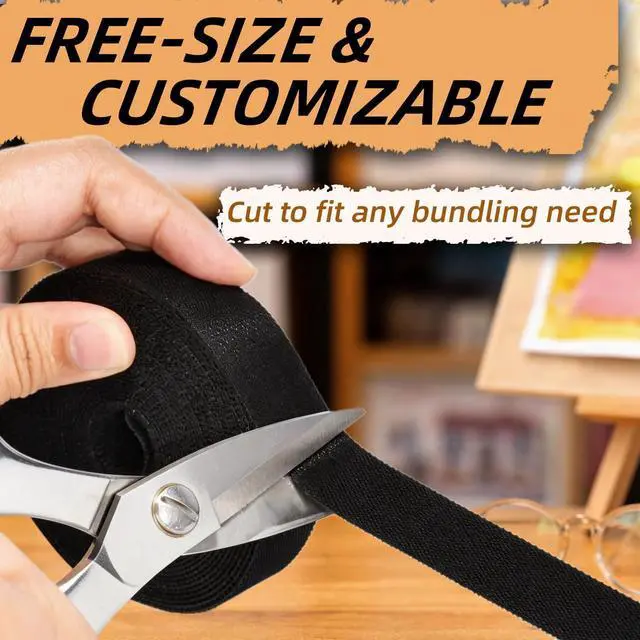 Alt view image 5 of 7 - Hook and Loop Tape, Nylon Double Sided Reusable Hook & Loop Cable Straps Roll for Home & Office Bundling Fastening Storage and Collected Management Cable Tie Magic Tapes (3/8" x 16.5Ft Black)