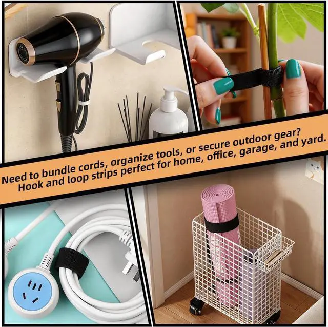 Alt view image 7 of 7 - Hook and Loop Tape, Nylon Double Sided Reusable Hook & Loop Cable Straps Roll for Home & Office Bundling Fastening Storage and Collected Management Cable Tie Magic Tapes (3/8" x 16.5Ft Black)
