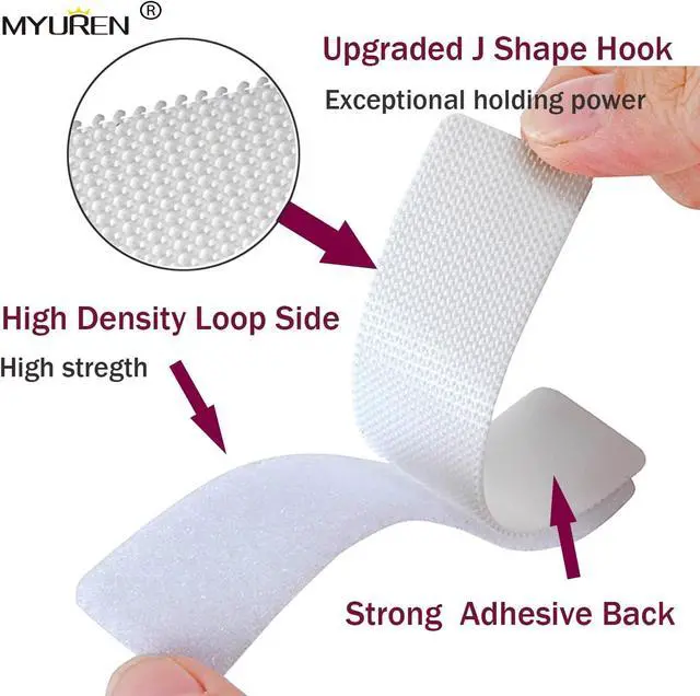 Alt view image 3 of 6 - 24 Sets 1x4 Inch Hook and Loop Strips with Adhesive Self Adhesive Fasteners Mounting Tape for Home or Office Use - Instead of Holes and Screws, White