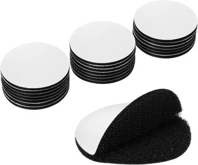 Main image of 20 Pcs Self Sticky Adhesive Dots, Round Hook and Loop Fastener, Referee Patch Fasteners, Black Double Sided Tape for Home Office DIY Wall Carpet Gripper Tool