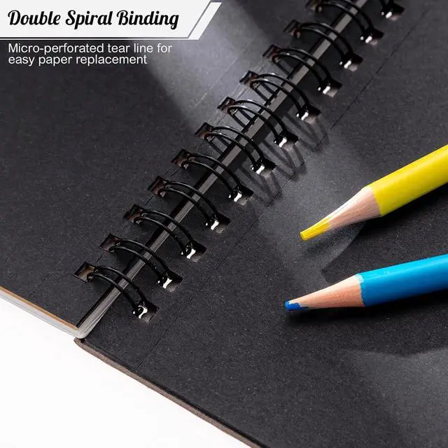 Alt view image 4 of 7 - A5 Sketchbook Kit with 36 Colored Pencils, Spiral Pad, 5.8 x 8.3 in | 30 sheets, 100gsm acid-free paper, hardcover backing, perforated pages, for sketching and dry media