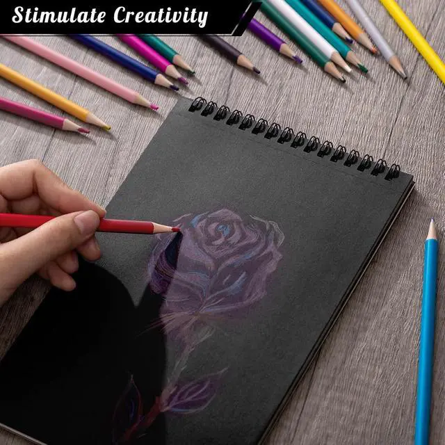 Alt view image 6 of 7 - A5 Sketchbook Kit with 36 Colored Pencils, Spiral Pad, 5.8 x 8.3 in | 30 sheets, 100gsm acid-free paper, hardcover backing, perforated pages, for sketching and dry media