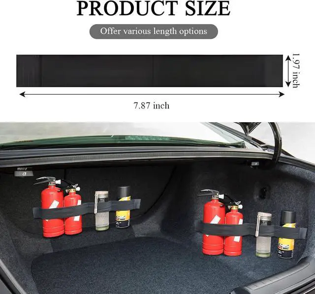 Alt view image 2 of 6 - 2PCS Elastic Car Trunk Organizer Straps with Hook and Loop Tape, SUV Trunk Storage Organizer Straps, Cargo Storage Strap for Sedan RV Van, Universal Interior Car Accessories (7.9 Inch+1 Pocket)