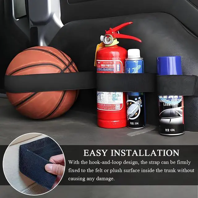 Alt view image 5 of 6 - 2PCS Elastic Car Trunk Organizer Straps with Hook and Loop Tape, SUV Trunk Storage Organizer Straps, Cargo Storage Strap for Sedan RV Van, Universal Interior Car Accessories (7.9 Inch+1 Pocket)