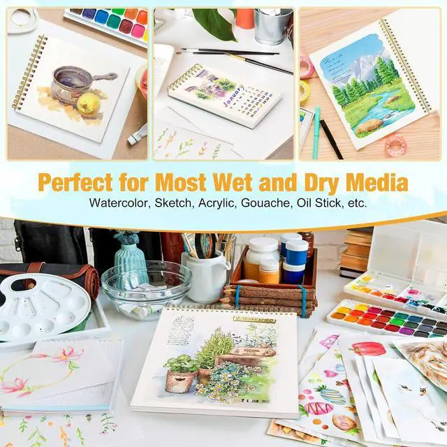 Alt view image 5 of 7 - Small Watercolor Sketchbook, 3.5" x5.5(140lb/300g), Spiral Bound with Tear Line. Artist Water Color Paper, Portable Travel Notebook for Watercolor or Quick Sketch - Ideal for Kids & Adults