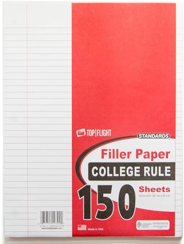Main image of Filler Paper, 10.5 x 8 Inches, College Rule, 150 Sheets (12302)