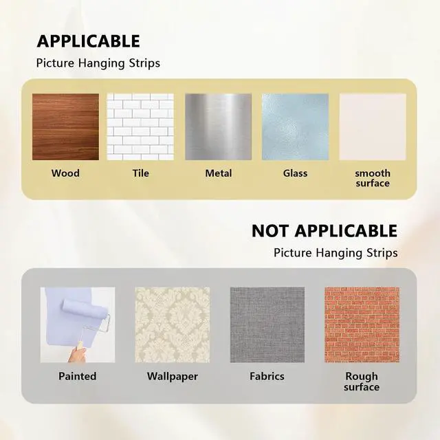 Alt view image 6 of 6 - Medium Picture Hanging Strips, Hook and Loop Tape, Picture Hanger Damage Free, Waterproof Adhesive Strips for Frame Hanging and Christmas Decorations (Modern, M-24 Pairs)