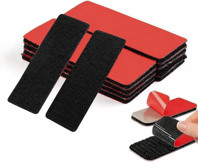 Main image of 10 Set Heavy Duty Hook and Loop Strips, 1.2 x 3.2 Inch Black, Strips with Adhesive,Waterproof Heat Resistant for Indoor Outdoor Use on Walls, Car Outdoor Indoor