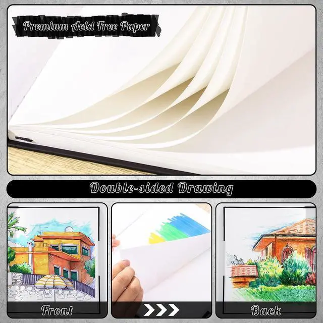 Alt view image 5 of 7 - Marker Paper Pad 5.5 × 8.5 in, 50 Sheets, Spiral Bound, 120gsm | Acid-Free Heavyweight Paper, Anti-Bleed Coating, Smooth for Alcohol Markers, Pencils And Acrylic Paint