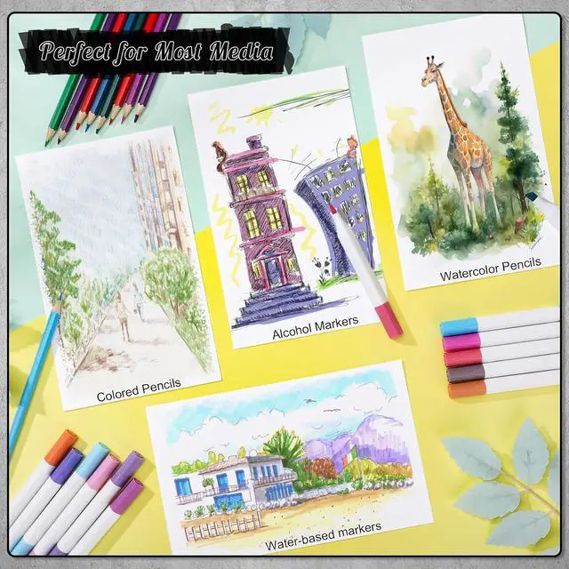 Alt view image 6 of 7 - Marker Paper Pad 5.5 × 8.5 in, 50 Sheets, Spiral Bound, 120gsm | Acid-Free Heavyweight Paper, Anti-Bleed Coating, Smooth for Alcohol Markers, Pencils And Acrylic Paint