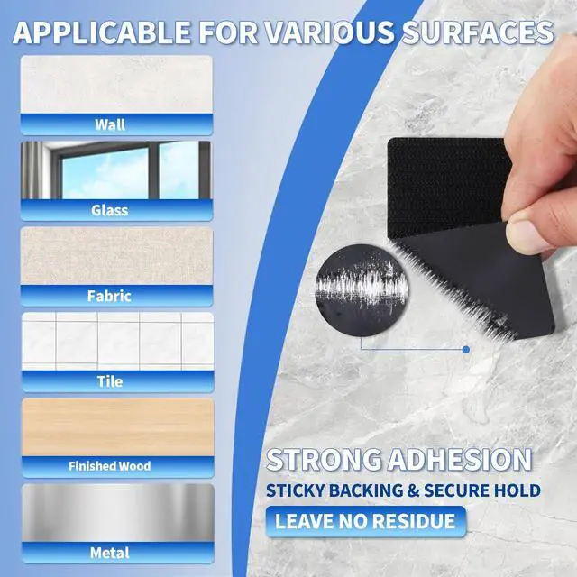 Alt view image 6 of 7 - 20 Sets Double Sided Tape Heavy Duty Black Hook and Loop Tape, 1x4Inch Adhesive Strips Secure Mounting for Rug Poster Artwork Mirror Hanging Couch Cushion Wall, Indoor & Outdoor