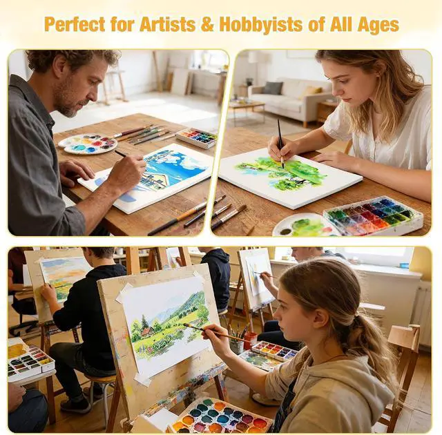 Alt view image 5 of 7 - Watercolor Paper Pad, 9"x12" Water Color Paper,140lb/300gsm, Yellow | Cold Pressed Watercolor Paper, Artist-Grade Drawing & Painting Pad for Watercolor Sketching & Journaling, Adults & Kids