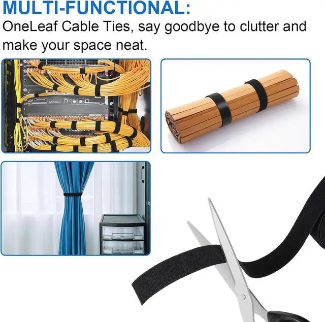 Alt view image 5 of 7 - Hook and Loop Cable Ties Roll 20ft x 1/2in | Reusable Self-Gripping Hook-and-Loop Straps, UV-Resistant, Cut-to-Length Wire Management for Home, Office & Garden, Black