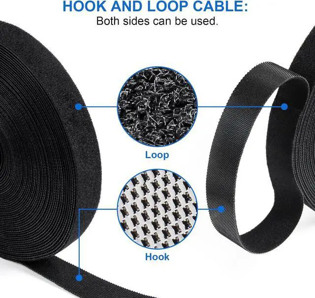 Alt view image 6 of 7 - Hook and Loop Cable Ties Roll 20ft x 1/2in | Reusable Self-Gripping Hook-and-Loop Straps, UV-Resistant, Cut-to-Length Wire Management for Home, Office & Garden, Black