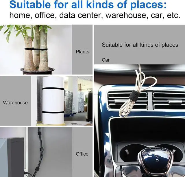 Alt view image 7 of 7 - Hook and Loop Cable Ties Roll 20ft x 1/2in | Reusable Self-Gripping Hook-and-Loop Straps, UV-Resistant, Cut-to-Length Wire Management for Home, Office & Garden, Black