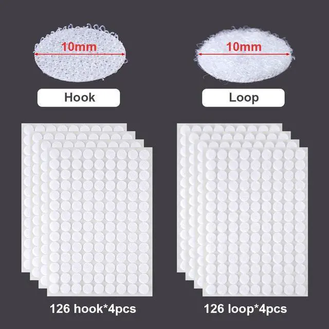 Alt view image 2 of 7 - 504 Pairs Self-Adhesive Hook and Loop Dots, Double-Sided Adhesive | Tape Stickers, Removable Adhesive Sticker Traceless, Waterproof DIY Stickers Crafts Dots Round Pads for Home School Office