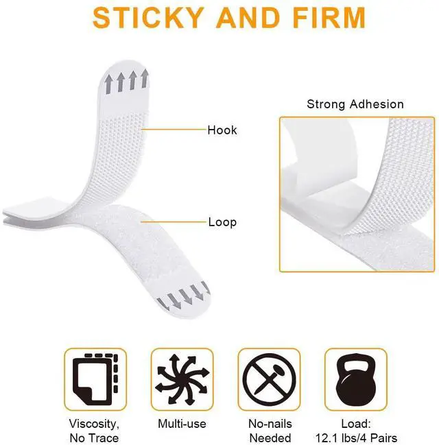 Alt view image 3 of 7 - Picture Hanging Strips Heavy Duty, 15-Pairs(30 Strips) Medium | Adhesive Hook &Loop Mounting Tapes Damage Free No Nails Picture Hangers for Frame Hanging Poster Strips Christmas Decorations