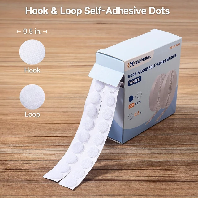 Alt view image 2 of 7 - 400 Pcs Hook and Loop Self-Adhesive Dots, 0.5 Inch, White | 200 Pairs, Round Adhesive Dots, for Crafts, Classroom, Office, and Home Organization