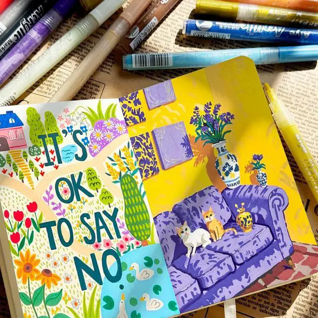 Alt view image 6 of 6 - Mix Media Pad,3.5"x5.5" Small Hardcover Leather Art Sketchbook,60 Sheets(112lb/180gsm) Heavyweight Acid Free Artistic Painting Drawing Sketching Paper, Handy Pocket Journal Sketchbook.Beige