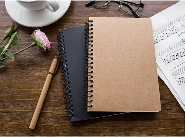 Alt view image 6 of 6 - Soft Cover Spiral Notebook Journal 2-Pack, Blank Sketch Book Pad, Wirebound Memo Notepads Diary Notebook Planner with Unlined Paper, 100 Pages/ 50 Sheets, 7Inchx 4.75Inch (Brown and Black)