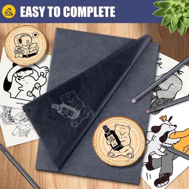 Alt view image 4 of 7 - Carbon Paper for Tracing Transfer Paper, 30 Pcs Black Graphite Copy Paper | A4 8.3 X 11.8 Inch, for Tracing Drawing Patterns on Wood Projects Canvas Fabric Lettering Sketching Art Supplies
