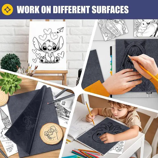 Alt view image 5 of 7 - Carbon Paper for Tracing Transfer Paper, 30 Pcs Black Graphite Copy Paper | A4 8.3 X 11.8 Inch, for Tracing Drawing Patterns on Wood Projects Canvas Fabric Lettering Sketching Art Supplies