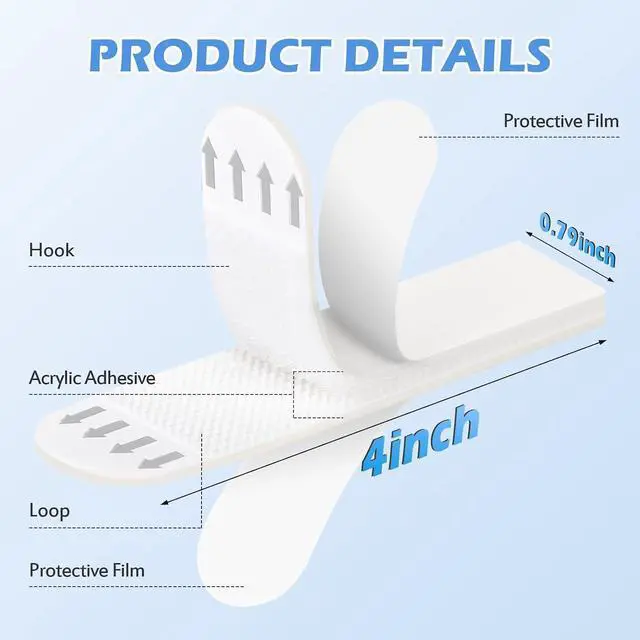 Alt view image 3 of 7 - Picture Hanging Strips 20 Pairs (40 Strips) Removable Adhesive Hook and Loop Wall Strips, Frame Stickers No Nails for Home Decor Wall Posters Damage Free Hanging Picture Hangers