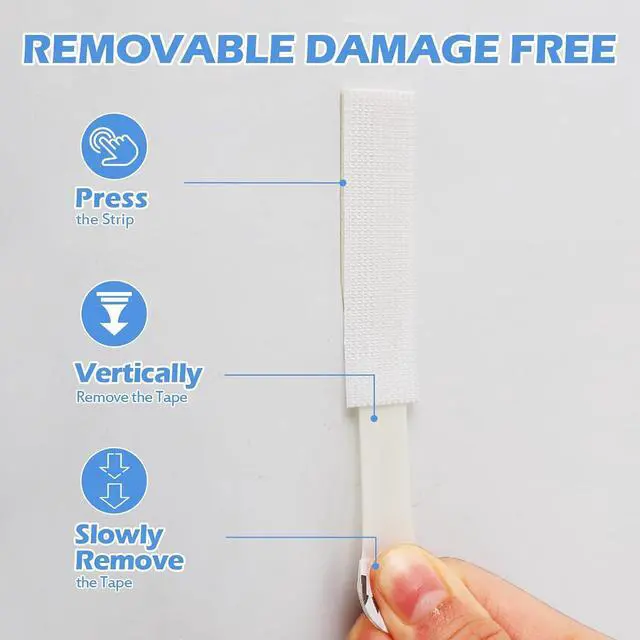 Alt view image 4 of 7 - Picture Hanging Strips 20 Pairs (40 Strips) Removable Adhesive Hook and Loop Wall Strips, Frame Stickers No Nails for Home Decor Wall Posters Damage Free Hanging Picture Hangers