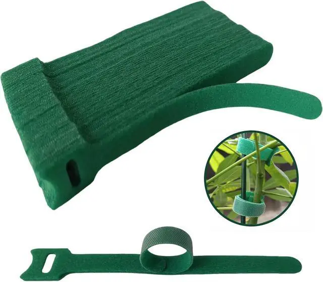 Main image of 100Pcs 6-Inch Green Reusable Adjustable Plant Ties & Garden Tape | Anti-Slip, Hook and Loop, Nylon, Ideal for Climbing Plant Support, Christmas Garlands & Cable Organizer