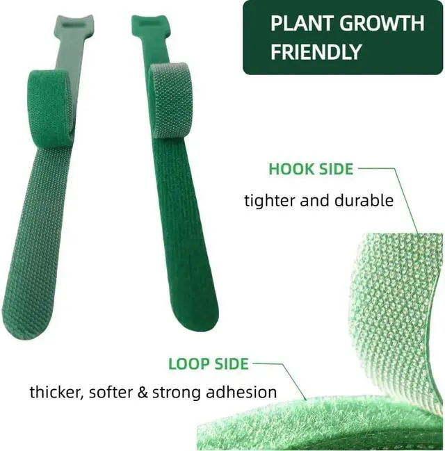 Alt view image 2 of 7 - 100Pcs 6-Inch Green Reusable Adjustable Plant Ties & Garden Tape | Anti-Slip, Hook and Loop, Nylon, Ideal for Climbing Plant Support, Christmas Garlands & Cable Organizer