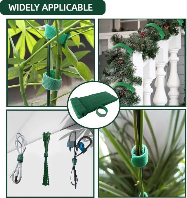 Alt view image 6 of 7 - 100Pcs 6-Inch Green Reusable Adjustable Plant Ties & Garden Tape | Anti-Slip, Hook and Loop, Nylon, Ideal for Climbing Plant Support, Christmas Garlands & Cable Organizer