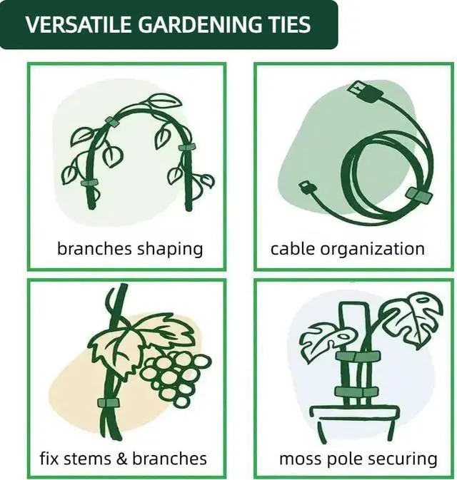 Alt view image 7 of 7 - 100Pcs 6-Inch Green Reusable Adjustable Plant Ties & Garden Tape | Anti-Slip, Hook and Loop, Nylon, Ideal for Climbing Plant Support, Christmas Garlands & Cable Organizer