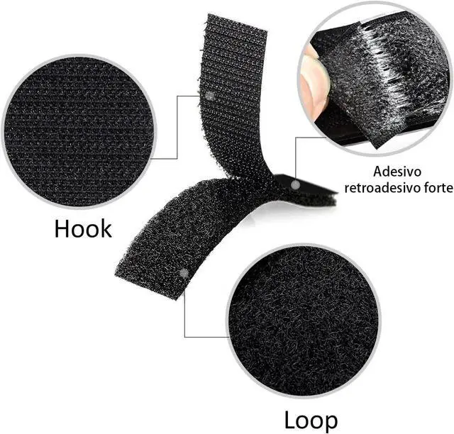 Alt view image 2 of 7 - 2x4 Inch Adhesive Square Hook and Loop Tape - 12 Sets - Sticky Back Fastener for Indoor or Outdoor Use - Instead of Holes and Screws, Black