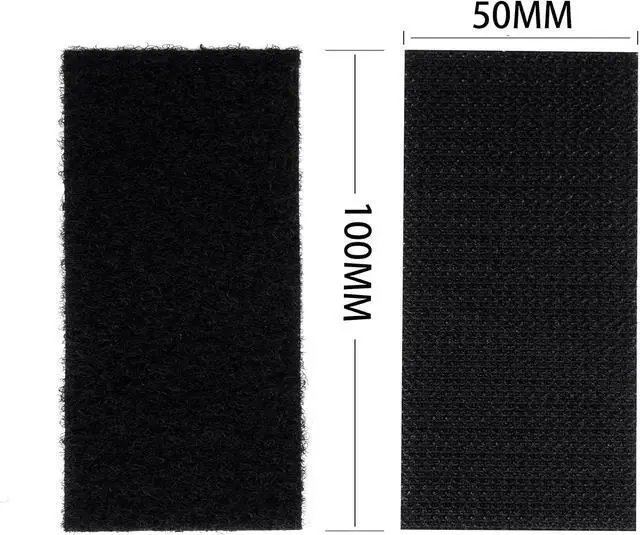 Alt view image 5 of 7 - 2x4 Inch Adhesive Square Hook and Loop Tape - 12 Sets - Sticky Back Fastener for Indoor or Outdoor Use - Instead of Holes and Screws, Black