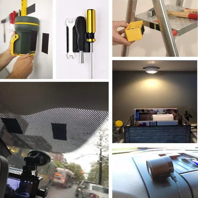 Alt view image 6 of 7 - 2x4 Inch Adhesive Square Hook and Loop Tape - 12 Sets - Sticky Back Fastener for Indoor or Outdoor Use - Instead of Holes and Screws, Black