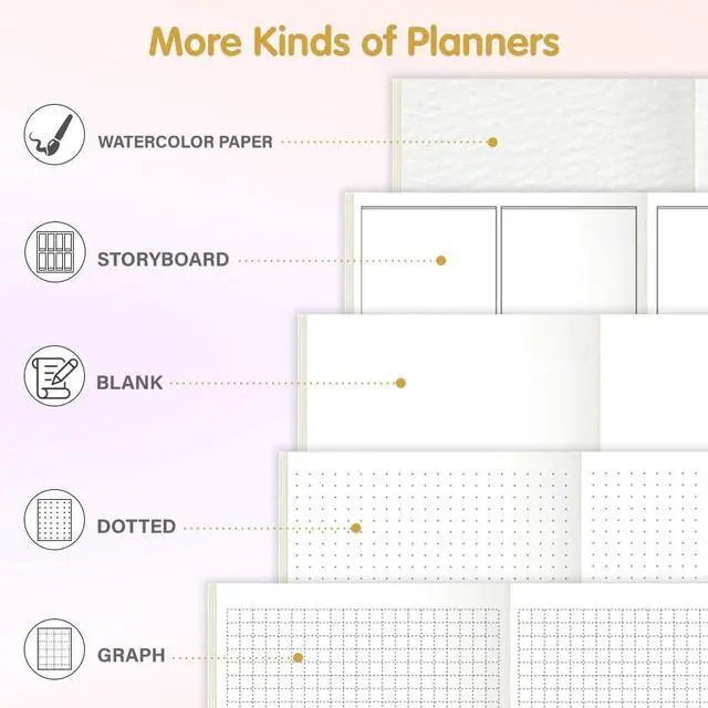 Alt view image 6 of 6 - Pocket TN Watercolor Paper Refills, 8Sheets/16Pages 8.25x4.25inches Regular TN Journal Notebooks, 300gsm Travelers Notebook Insert for Painting, Mixed Media Pad Notebook